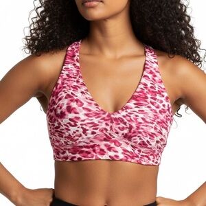 Good American Pink Leopard Print Sports Bra Tank Top Size 2